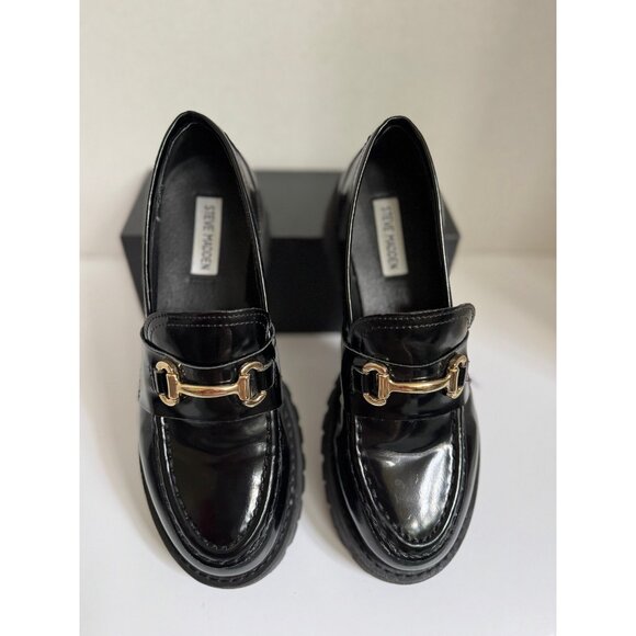 Steve Madden Women’s Black Lando Platform Loafers Size 8.5 Chunky Lug Preppy - Picture 8 of 16